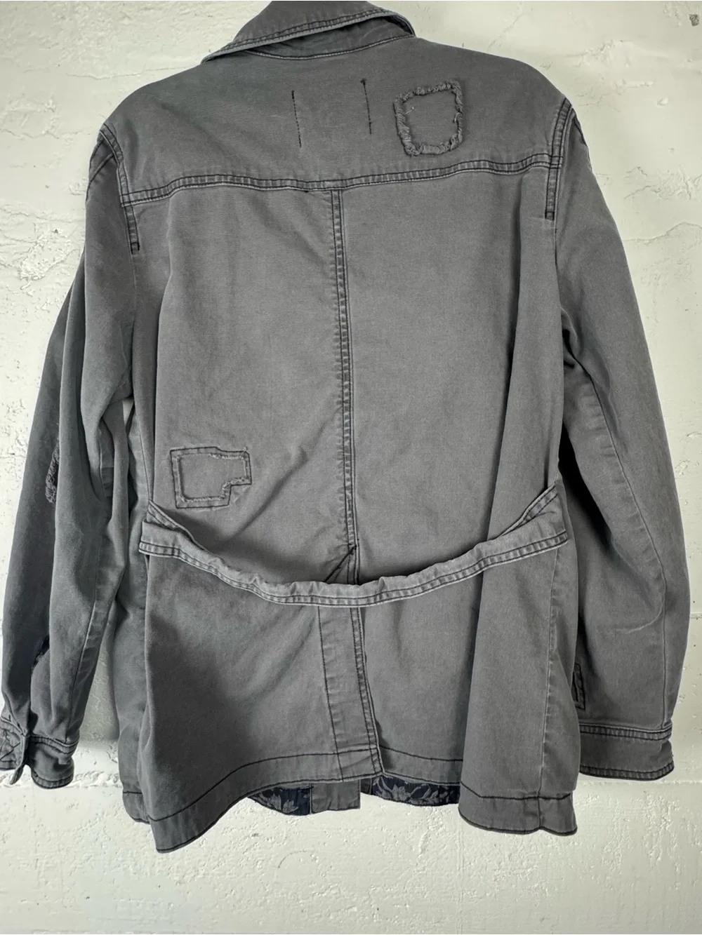 Anthropologie Chore Utility Jacket Military Trucker‎ Button Collared Gray Small